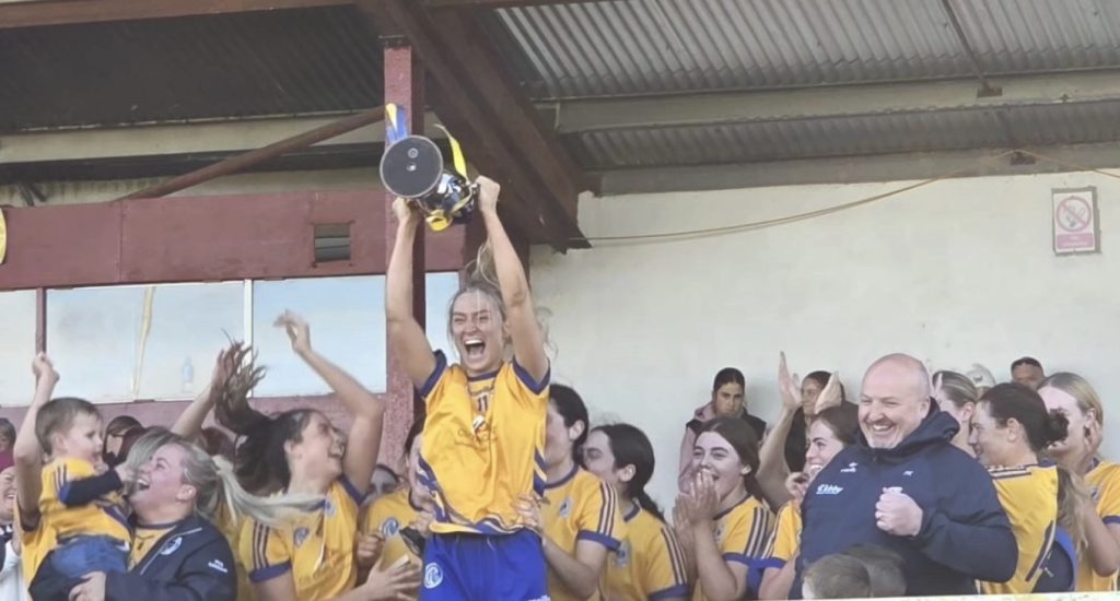 Portumna celebrate being county camogie champtions.